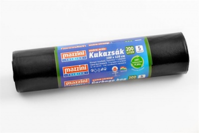 Nagykukazsák, extra erős, 200 l, 5 db, 100x120 cm, 40 µ, MAZZINI "Premium", fekete