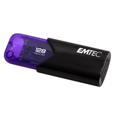 Pendrive, 128GB, USB 3.2, EMTEC "B110 Click Easy", fekete-lila